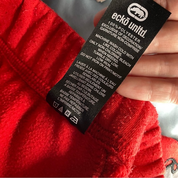 Ecko Unltd Sweatpants Size 2XL Red Fleece Hip Hop Jogger Pants Street Wear - Picture 5 of 12